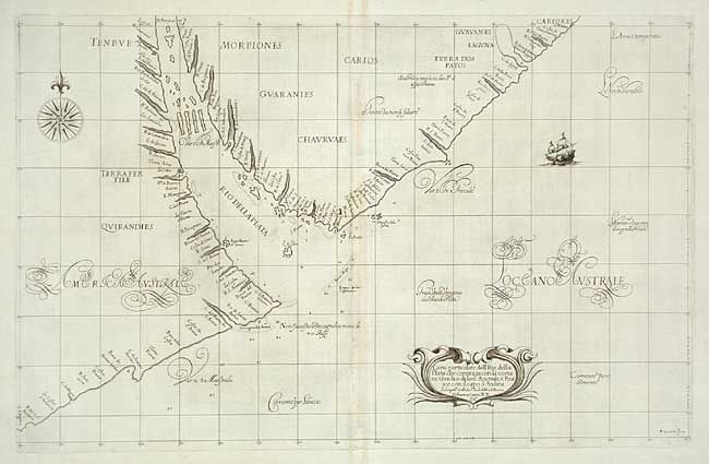 Carta particolare de ll'  Rio de lla Plata che comincia con la costa in Gradi. si. di Latine. Australe, e Finisce con il capo S. Andrea