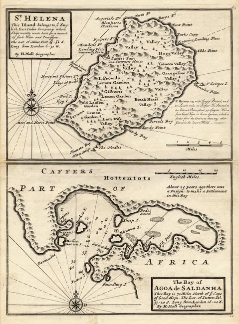 St. Helena This Islands belongs to ye English East India Company [on sheet with] The Bay of Agoa de Saldanha
