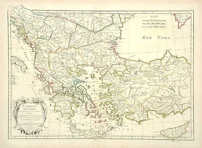 Turquie d' Europe et Partie de celle d' Asie divisee par grandes Provinces et Gouvernemts