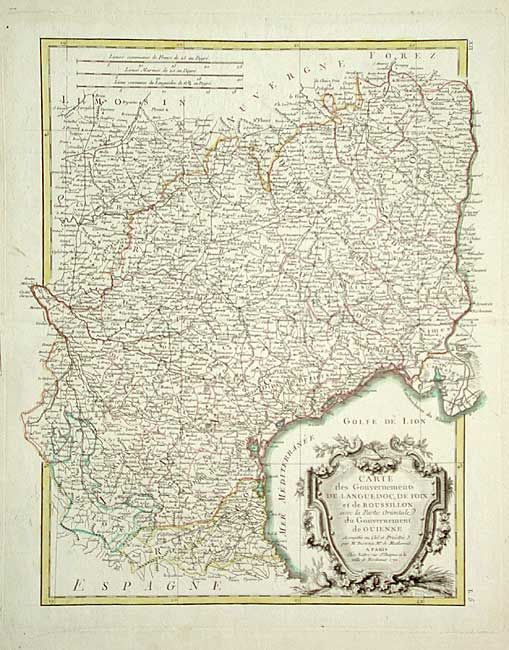 Carte des Gouvernements de Languedoc, de Foix et de Roussillon avec la Partie Orientale du Gouvernement de Guienne