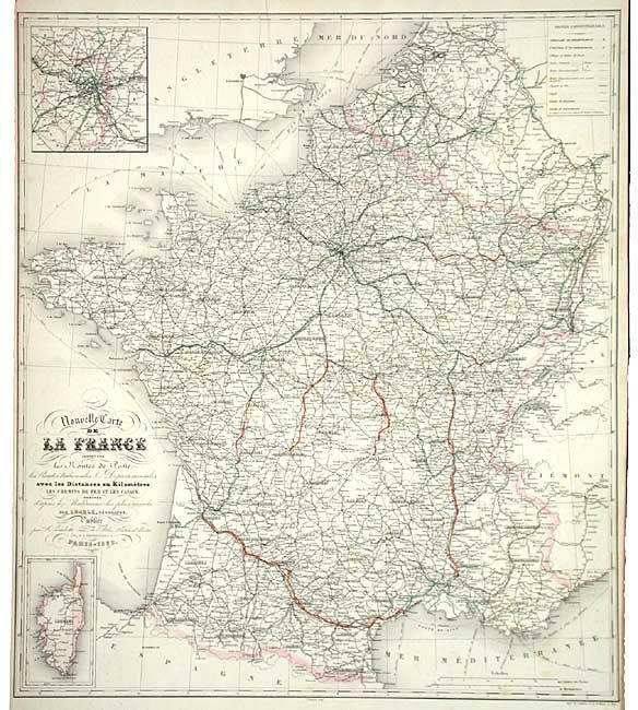 Nouvelle Carte de la France indiquant les Routes de Poste