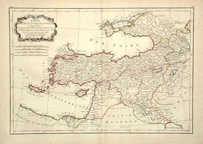Carte de la Turquie D' Asie Presque entiere Contenant l' Anotolie, la Georgie, l' Armenie, la Curdistan, l' Alge-zira, l' Irak-Arabi, la Syrie &c.