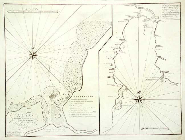 A Plan of the Principal Harbour & Town, of the Isl. S. Maries Laying off the East Coast of the Isl. Madagascar [on sheet with] The Bay of Antongall on the N.E. part of the Island Madagascar