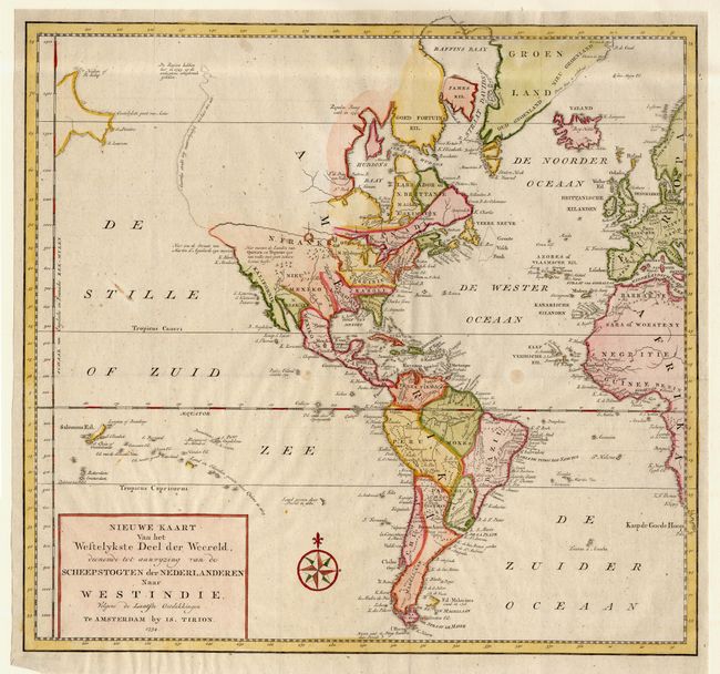 Nieuwe Kaart van het Westelykste Deel der Weereld dienende tot aanwyzing van de Scheepstogten der Nederlanderen Naar Westindie
