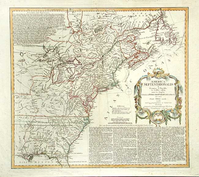 America Septentrionalis a Domino d' Anville in Galliis edita nunc in Anglia Coloniis in Interiorem Virginiam deductis nec non Fluvii Ohio cursu