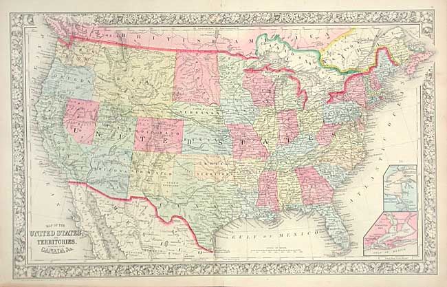 Map of the United States and Territories together with Canada & c.