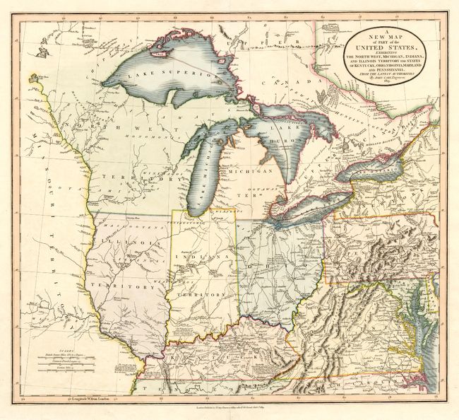 A New Map of Part of the United States, exhibiting the North West, Michigan, Indiana, and Illinois Territory the States of Kentucky, Ohio, Virginia, Maryland and Pennsylvania.