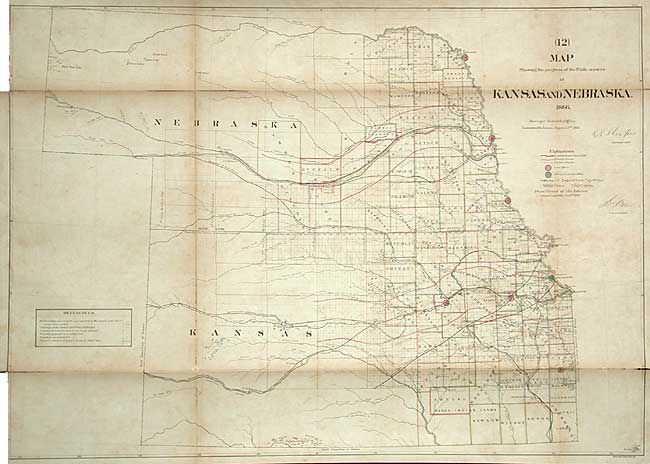 Map Showing the progress of the Public surveys in Kansas and Nebraska