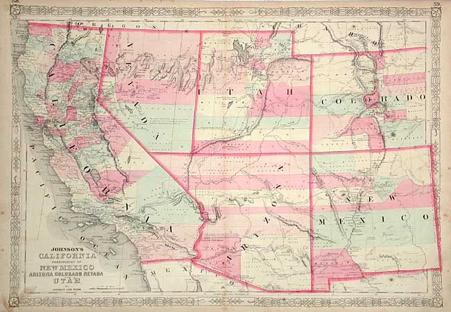 Johnson's California with Territories of New Mexico, Arizona, Colorado, Nevada and Utah