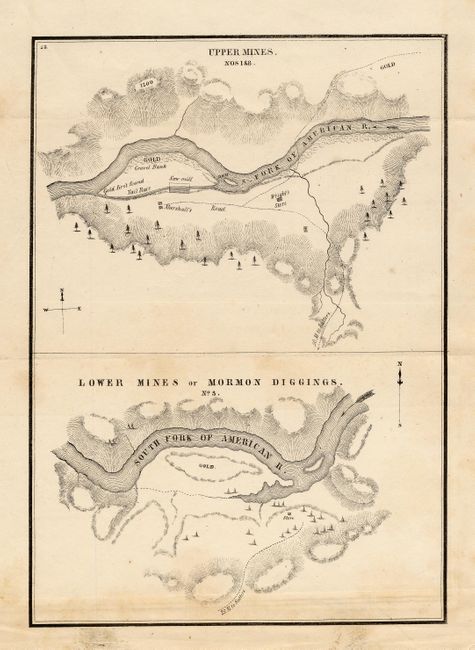 Positions of the Upper and Lower Gold Mines on the South Fork of the American River, California. July 20th, 1848 [together with] Upper Mines & Lower Mines or Mormon Diggings