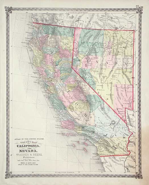 County Map of California and Nevada