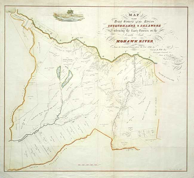 Map of the Head Waters of the Rivers Susquehanna & Delaware Embracing the Early Patents on the South Side of the Mohawk River