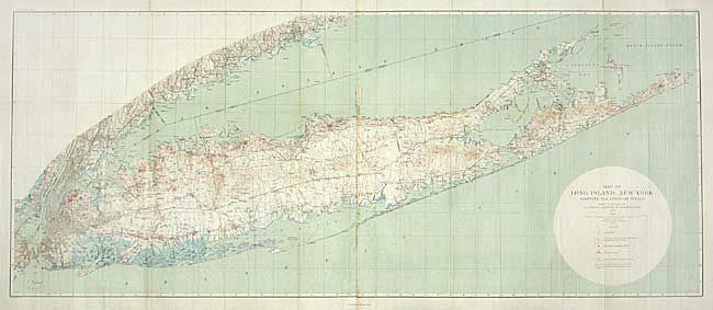Map of Long Island, New York showing the Location of Wells1903