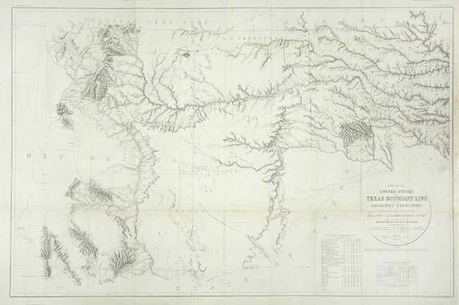 Map of the United States and Texas Boundary Line and Adjacent Territory determined & surveyed in 1857-8-9-60, by J.H. Clark U.S. Commissioner