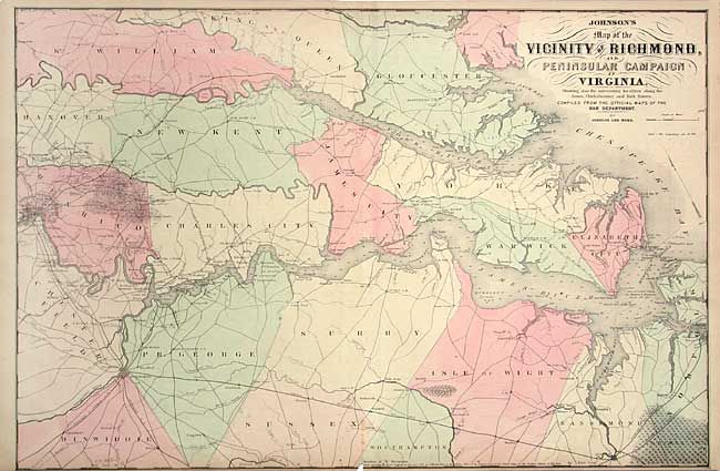 Map of the Vicinity of Richmond, and Peninsular Campaign in Virginia