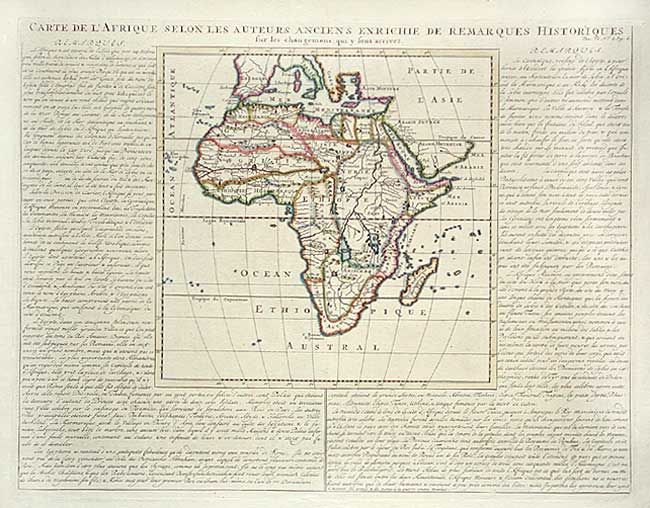 Carte de l' Afrique selon les Auteurs Anciens Enrichie de Remarques Historiques