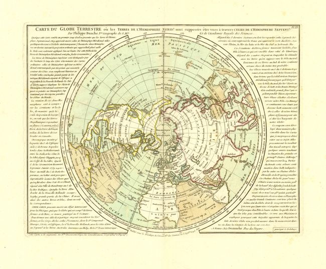 Carte du Globe Terrestre ou les Terres de l' Hemisphere Meridl. sont supposees etre vues a travers Celles de l' Hemisphere Septentl.