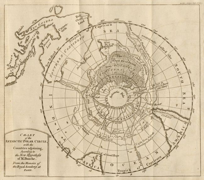 Chart of the Antarctic Polar Circle, with the Countries adjoining, According to the New Hypothesis of M. Buache