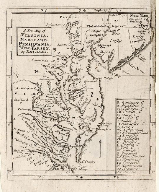 A New Map of Virginia. Maryland. Pensilvania. New Yarsey