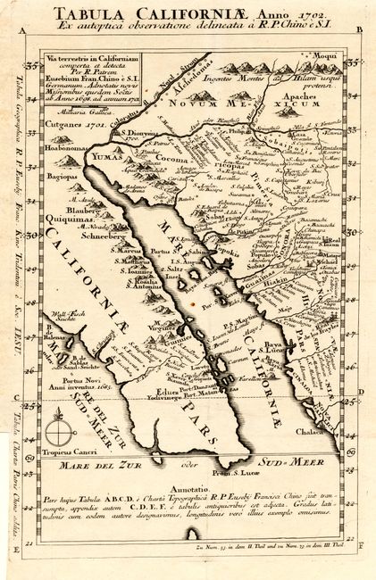 Tabula Californiae Anno 1702 Ex autoptica observatione delineata a R.P. Chino e S.I.