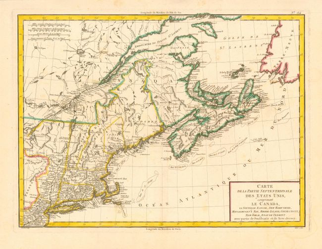 Carte de la Partie Septentrionale des Etats Unis, comprenant le Canada, la Nouvelle Ecosse, New Hampshire, Massachuset's Bay, Rhode-Island, Connecticut, New-Yorck, Etat de Vermont, avec partie de Pensilvanie et de New-Jersey