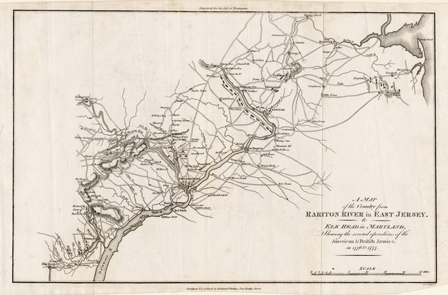 A Map of the Country from Rariton River in East Jersey, to Elk Head in Maryland, Shewing the several operations of the American & British Armies, in 1776 & 1777