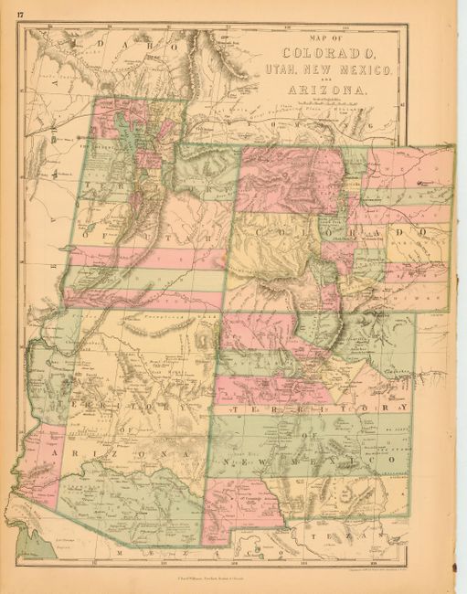 Map of Colorado, Utah, New Mexico, and Arizona