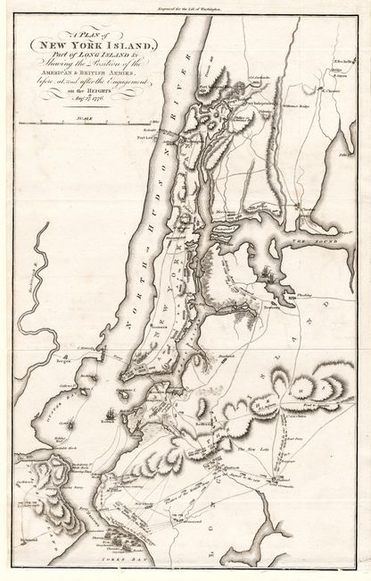 A Plan of New York Island, part of Long Island &c. Shewing the Positions of the American & British Armies before, at, and after the Engagement on the Heights. Aug. 27th 1776