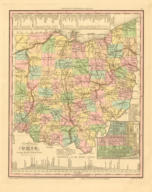 A New Map of Ohio with its Canals Roads & Distances