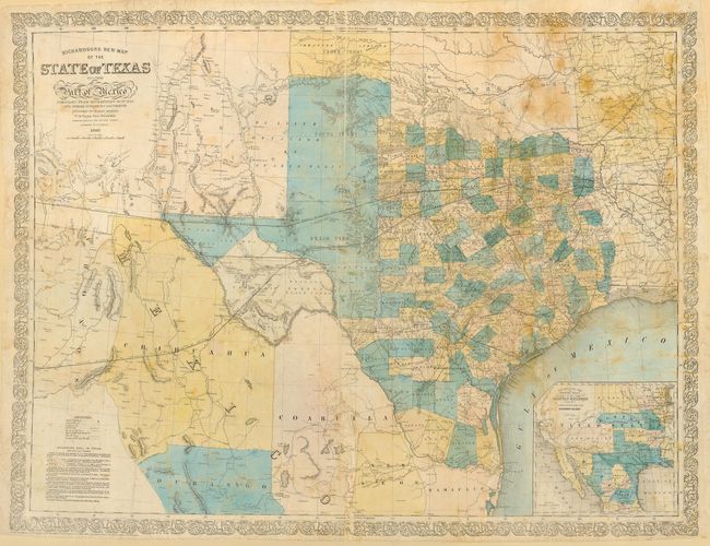 Richardson's New Map of the State of Texas including part of Mexico.  Compiled from government surveys and other authentic documents corrected by H. Wickeland