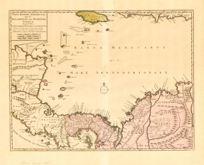 Nova Isthmi Americani qui et Panamiensis item Dariensis, Tabula in qua Vrbes Porto Bello, Panama et Carthagena,