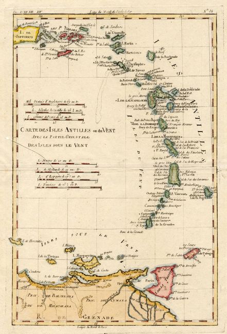 Carte des Isles Antilles ou du Vent avec la Partie Orientale des Isles sous le Vent