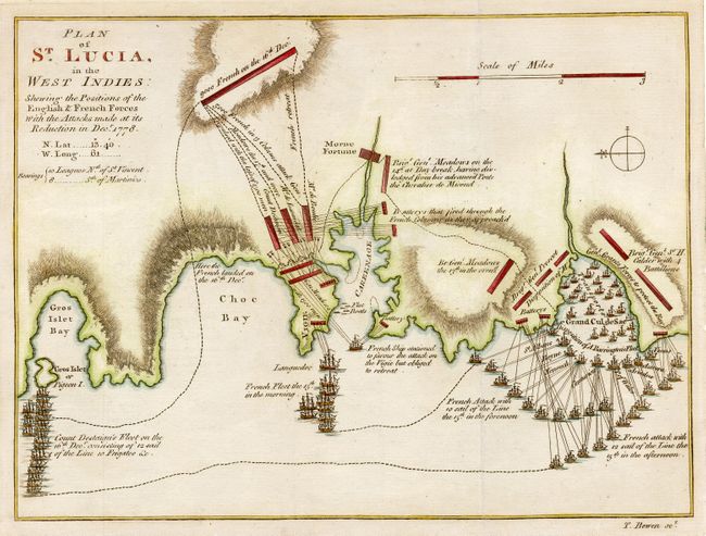 Plan of St. Lucia in the West Indies: Shewing the Positions of the English & French Forces with the Attacks made at its Reduction in Dec. 1778