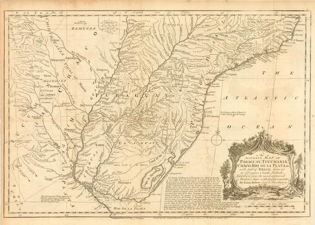 An Accurate Map of Paraguay, Tucumania, Chaco, Rio de la Plata &c.  With part of Brasil from 20 to 37 Degrees South Latitude.