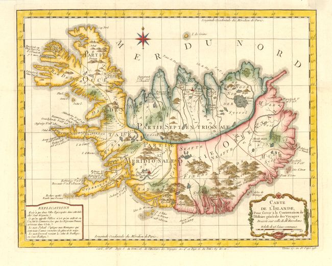 Carte de l' Islande, Pour servir a la Continuation de l' Histoire generale des Voyages