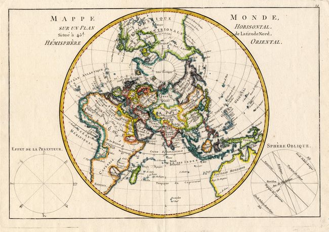 Mappe Monde Sur un Plan Horisontal Situe a 45d. de Latitude Nord, Hemisphere Oriental