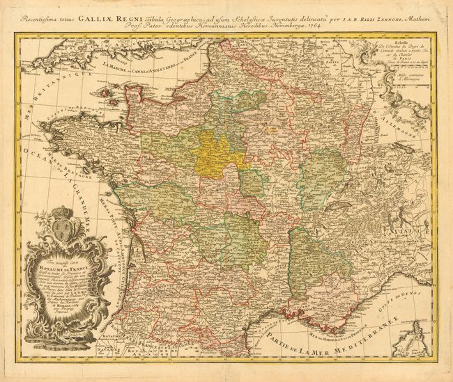 Tres nouvelle Carte du Royaume de France divise en toutes ses Provinces et Gouvernements dressee sur une nouvelle Observation Astronomique faite aux environ du Globe