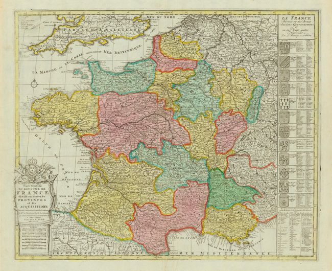 Carte Nouvelle du Royaume de France divise en toutes ses Provinces et ses Acquisitions.