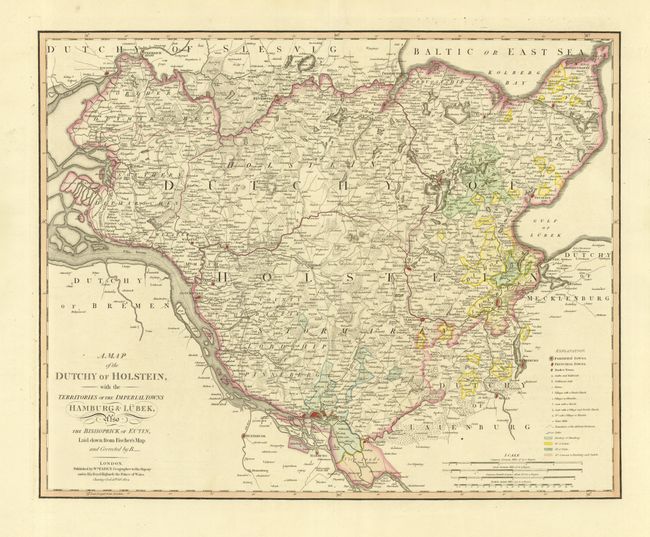 A Map of the Duchy of Holstein, with the Territories of the Imperial Towns Hamburg & Lubeck also the Bishoprick of Eutin, Laid down from Fischer's Map and Corrected by B._.