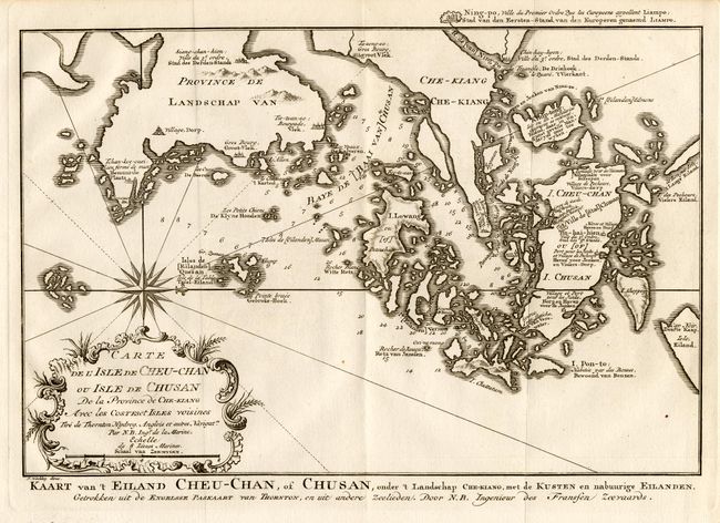 Carte de l' Isle de Cheu-Chan ou Isle de Chusan de la Province de Che-Kiang Avec les Costeset Isles voisines