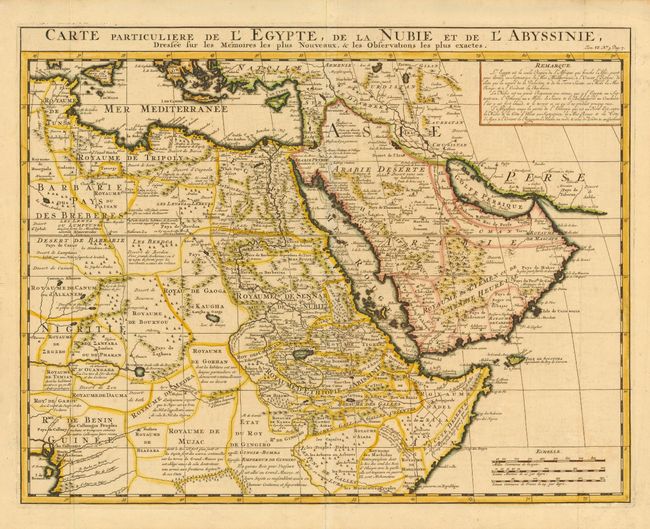 Carte Particuliere de l' Egypte, de la Nubie et de l' Abyssinie, dressee sur les Memoires les plus Nouveaux, &. Les Observations les plus exactes.