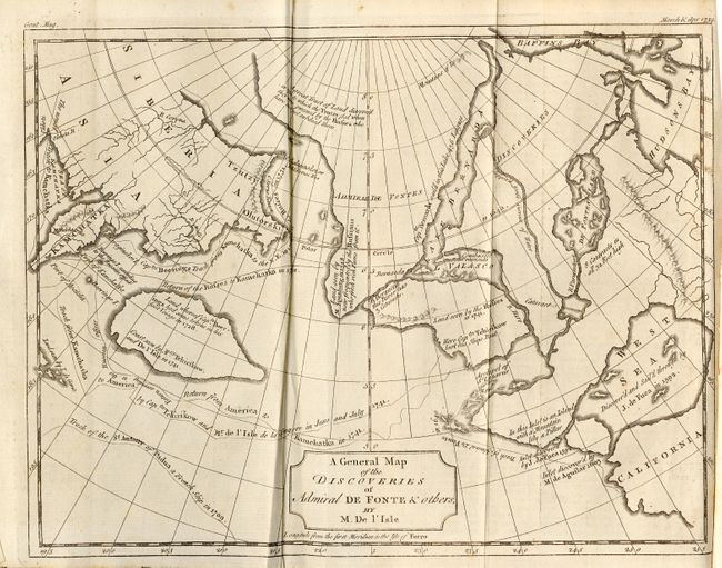 A General Map of the Discoveries of Admiral de Fonte & others, by M. De l' Isle