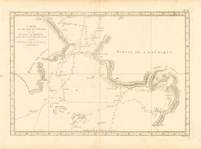 Carte de l' Entree de Norton, et du Detroit de Bhering ou l' on voit le Cap le plus Oriental de l' Asie, et la Pointe la plus Occidentale de l' Amerique