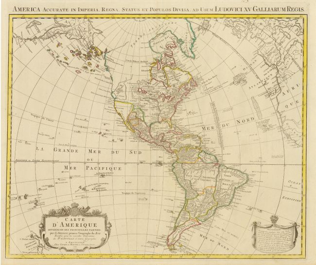 Carte d' Amerique Divisees en ses Principales Parties