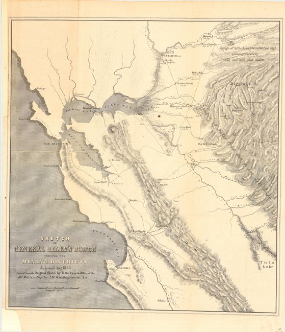 Sketch of General Riley's Route through the Mining Districts July and Aug. 1849.  Copied from the Original Sketch by Lt. Derby