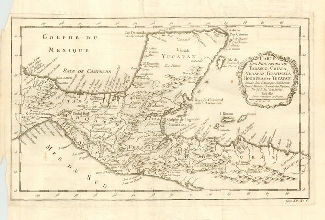 Carte des Provinces de Tabasco, Chiapa, Verapaz, Guatimala, Honduras et Yucatan