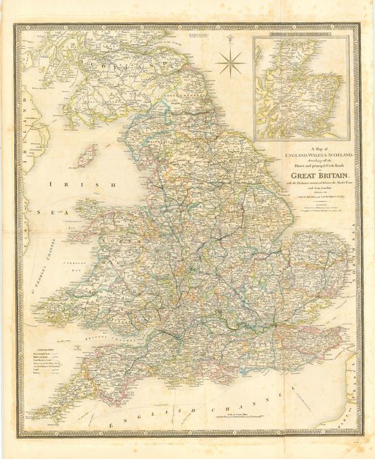A Map of England, Wales & Scotland describing all the Direct and principal Cross Roads in Great Britain, with the Distances measured between the Market Towns and from London; Likewise the Great Rivers and Navigable Canals.