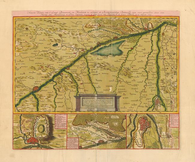 Nieuwe Kaart van t' Land Donawert, en Hochstett, &c. alwaar de Roemwaardige Battaille, zyn voor gevallen door den Hartog van Marlebourg en Prins Eugenius, teegens de Ceur Vorst van Beyeren, en de Grave Tallard, den 13 Augustus 1704