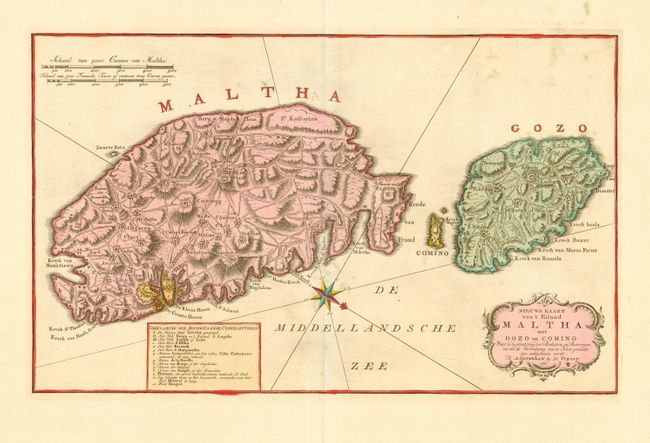 Nieuwe Kaart van't Eiland Maltha met Gozo en Comino