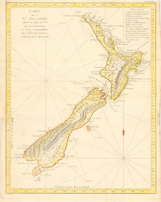 Carte de la Nle. Zelande visitee en 1769 et 1770. Par le Lieutenant J. Cook Commandant de l' Endeavour Vaisseau de sa Majeste
